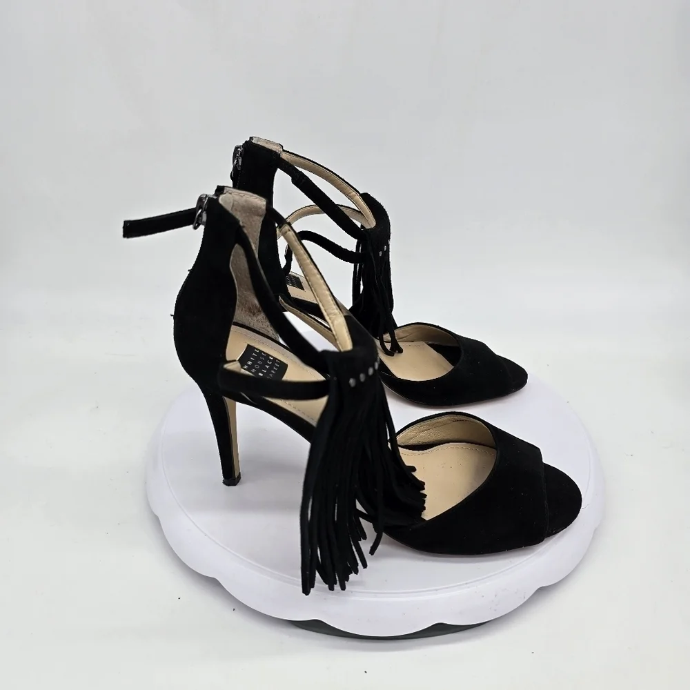 White House Black Market Shoes Women 7.5M Delilah Suede Fringe Heels